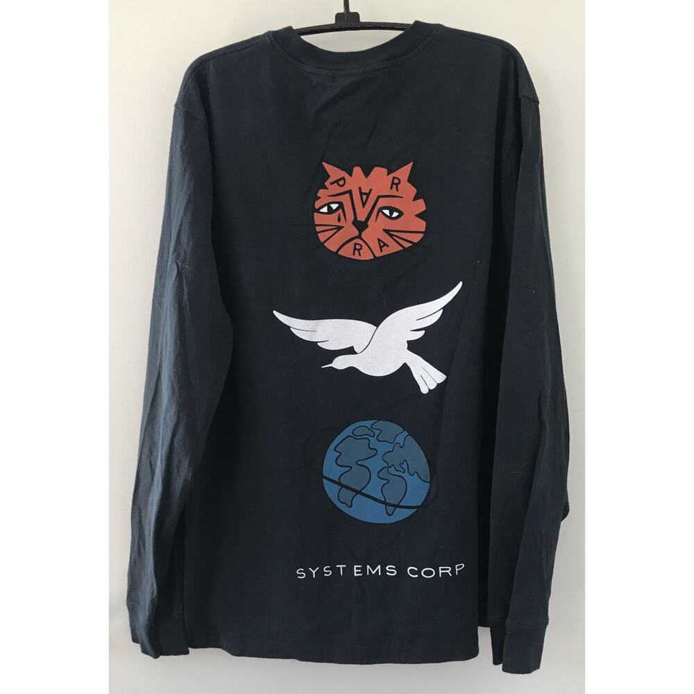 Parra Systems Corp Cat Bird Earth Navy Blue Long Sleeve T Shirt M 48"